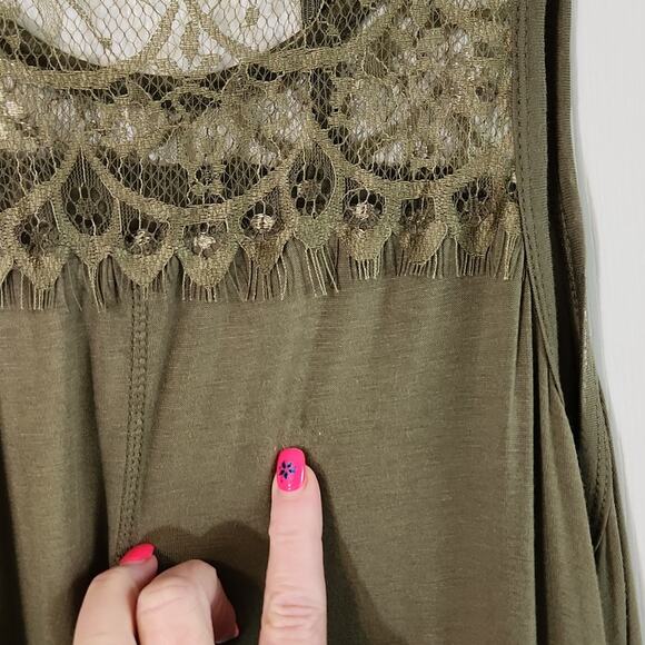 Daisy Fuentes Womens Green Lace‎ Sleeveless Lightweight Shark Bite Hem Dress Med - Picture 7 of 11